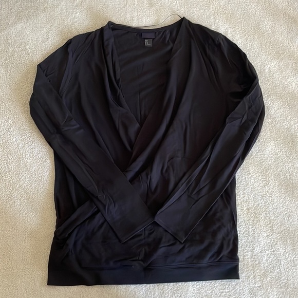 H&M Black 100% cotton wrap front top - Picture 2 of 8